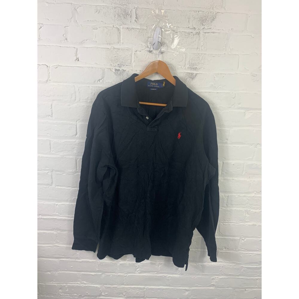 Polo Ralph Lauren Men's Classic Fit Long-Sleeve Polo Shirt Black Size XL